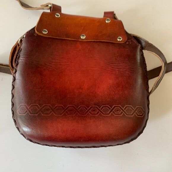 HAND MADE EMBOSSED GENUINE LEATHER GOAT RAM (CAPRICORN) CROSSBODY PURSE HANDBAG - Picture 8 of 10